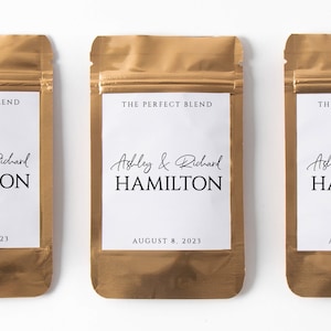 Personalized coffee favor pouch, Perfect blend coffee bags, Coffee favor bags, Bridal shower favors