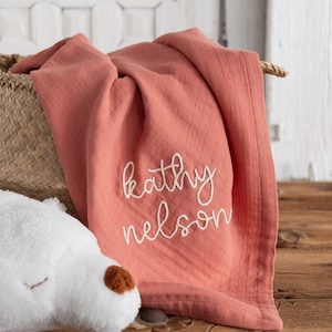 Personalized Baby Blanket with Custom Embroidery, Name Blanket for Newborns, Baby Shower Gift, Nursery Decor, Unique Baby Bedding