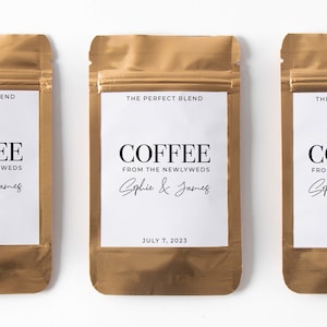 Coffee favor bags, personalized coffee wedding favor, bridal shower coffee bag, the perfect blend