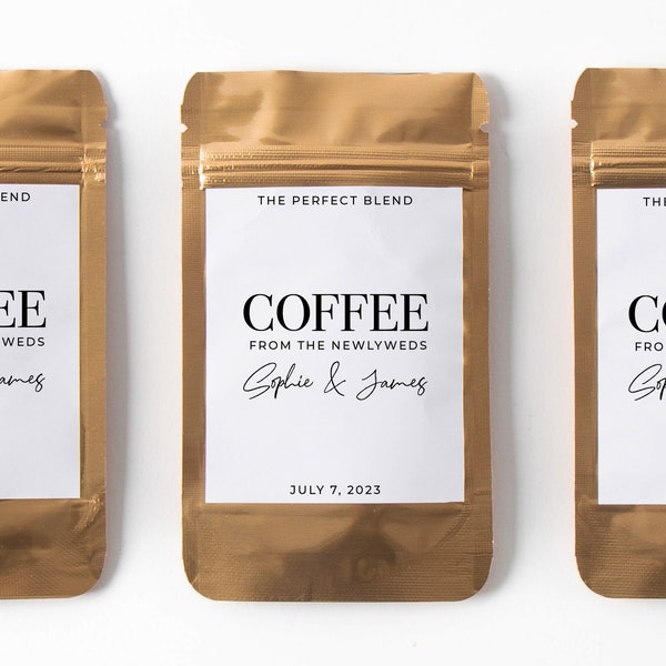 Coffee favor bags, personalized coffee wedding favor, bridal shower coffee bag, the perfect blend