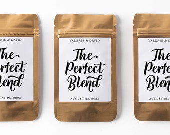 Die perfekte Mischung Kaffeebevorzugung Set mit 10 Beuteln, benutzerdefinierte Kaffee Hochzeitsbevorzugung, Kaffeegeschenke, Brautpartybevorzugungen, Gastgeschenke