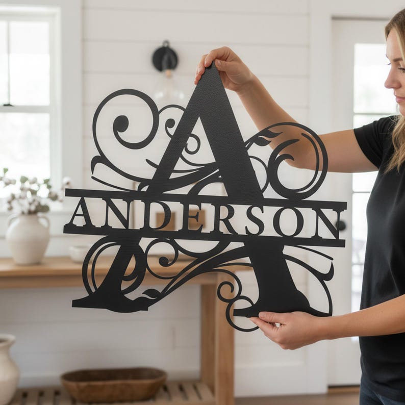 Personalized Family Name Metal Sign: Monogram Wall Decor - Etsy