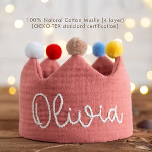 Corona ricamata a mano per il compleanno di neonati e bambini, regalo personalizzato per la festa del primo compleanno, ricordo per bambini