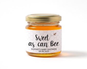 Honey jar baby shower favors, honey jar bee party favors, sweet as can bee baby shower favor