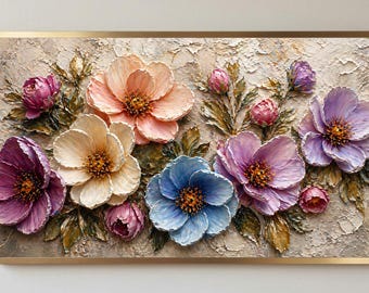 Samsung Frame TV Art Floral 4K, Impasto Flower Painting, Textured Wall Art, Vintage Floral Decor, Digital Download Frame TV