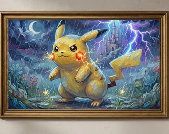 Samsung Frame TV Art Electric Mouse Fantasy | Cute Anime Style Digital Download | Pastel Fantasy Wall Art 4K