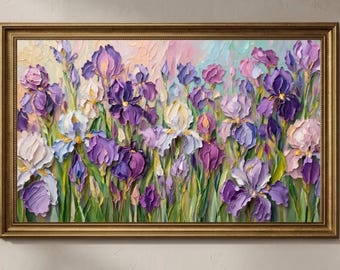 Impasto Oil Pansy Flower Painting, Floral Samsung Frame TV Art (Digital Download)