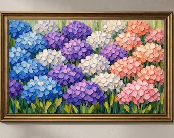 Samsung Frame TV Art: Textured Hydrangea Painting (Digital Download)