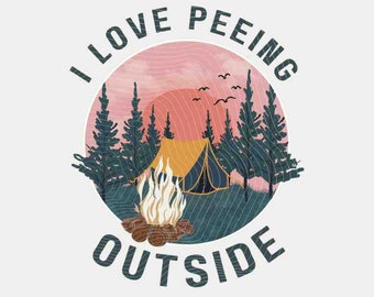 Cita divertida de camping PNG: Me encanta orinar al aire libre (Descarga digital)