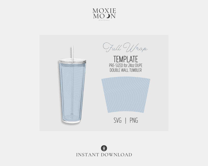 Puede incluir: Una plantilla de descarga digital para un vaso de doble pared de 24 onzas. La plantilla est&aacute; predimensionada e incluye un dise&ntilde;o de envoltura completa con un patr&oacute;n ondulado azul y blanco. La plantilla est&aacute; disponible en formatos SVG y PNG.