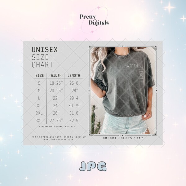 Comfort Colors Sweatshirt Sizing and Color Chart Etsy