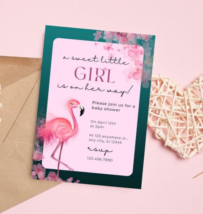 Editable Flamingo Baby Shower Invitation, Let's Flamingle Baby Shower