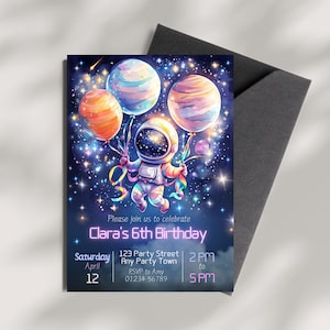 Outer Space Birthday Invitation Template, Planets Astronaut Invite, Galaxy Invitation, Editable Invitation, Digital Download