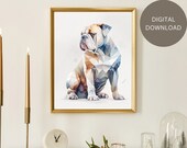 Bulldog Portrait, Watercolour geometric, Multiple Pet Gifts Memorial, Wall Decor Pet Portrait, Pet Wall Decor , Digital Printable