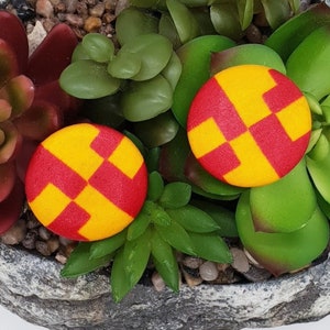 Ankara Print Button Earrings\ African Earrings For Women\ African Ankara Fabric Covered Button Earrings\ Hypoallergenic Button Studs