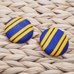 Ankara Print Button Earrings\ African Statement Button Earrings\ African Ankara Fabric Covered Button Earrings\ Hypoallergenic Button Studs