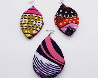 African Print Earrings\ Pinkish Ankara Drop Earrings\ Stylish African Dangle Earrings\ African Unique Gift For Her\ Teardrop Earrings