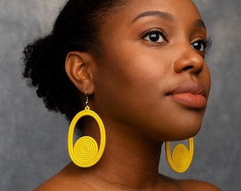 Handmade Raffia Statement Earrings | African Boho Jewelry