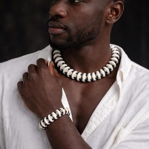 Cowrie Shell Necklace & Bracelet Set | Handmade African Boho Jewelry | Natural Shell Tribal Jewelry Gift | Unisex Beach, Festival Accessory image 2