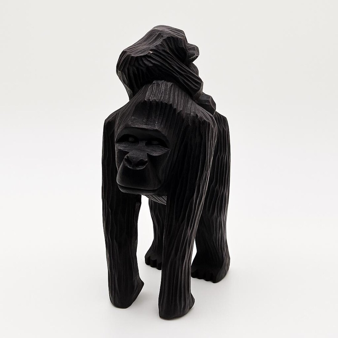 Hand-carved Wood Gorilla With Baby | Rwandan Sculpture, African Decor ...