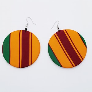 African Print Earrings\ Colorful Ankara Statement Earrings\ Afrocentric Earrings\ Unique Earrings\ Best Gift For Her\ Round Drop Earrings