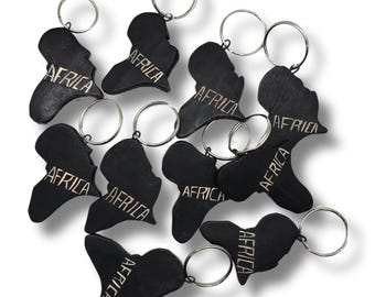 Africa-Shaped Wooden Keychain | Eco-Friendly African Continent Key Holder | Hand-Carved Africa Souvenir | Africa Map Kechains