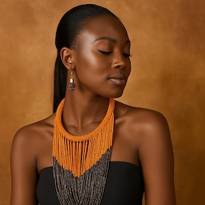 Handmade African Maasai Beaded Necklace | Colorful Fringe Choker | Folded Bead Jewelry | Tribal Kenyan Accessories | Unique Gift for Women