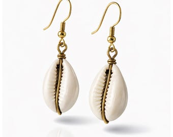 Cowrie Shell Earrings | African Shell Earrings |  Boho Tribal Earrings | Handmade Natural Shell Earrings | Women’s Day Gift Idea