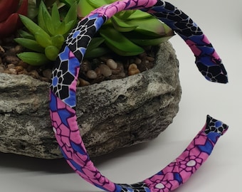 African Print Headband\ Ankara Cute Headwear\ Afrocentric Headpiece\ Women Hairband\ Gift For Her\ Blue Ankara Print Headband