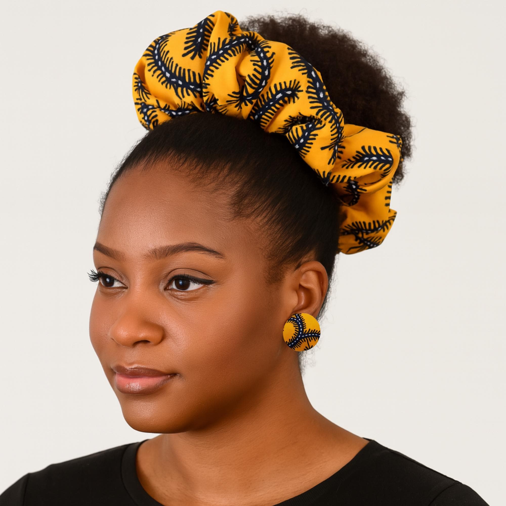 Ankara Scrunchie With Earrings\ Multicolor Elastic Hair Tie 