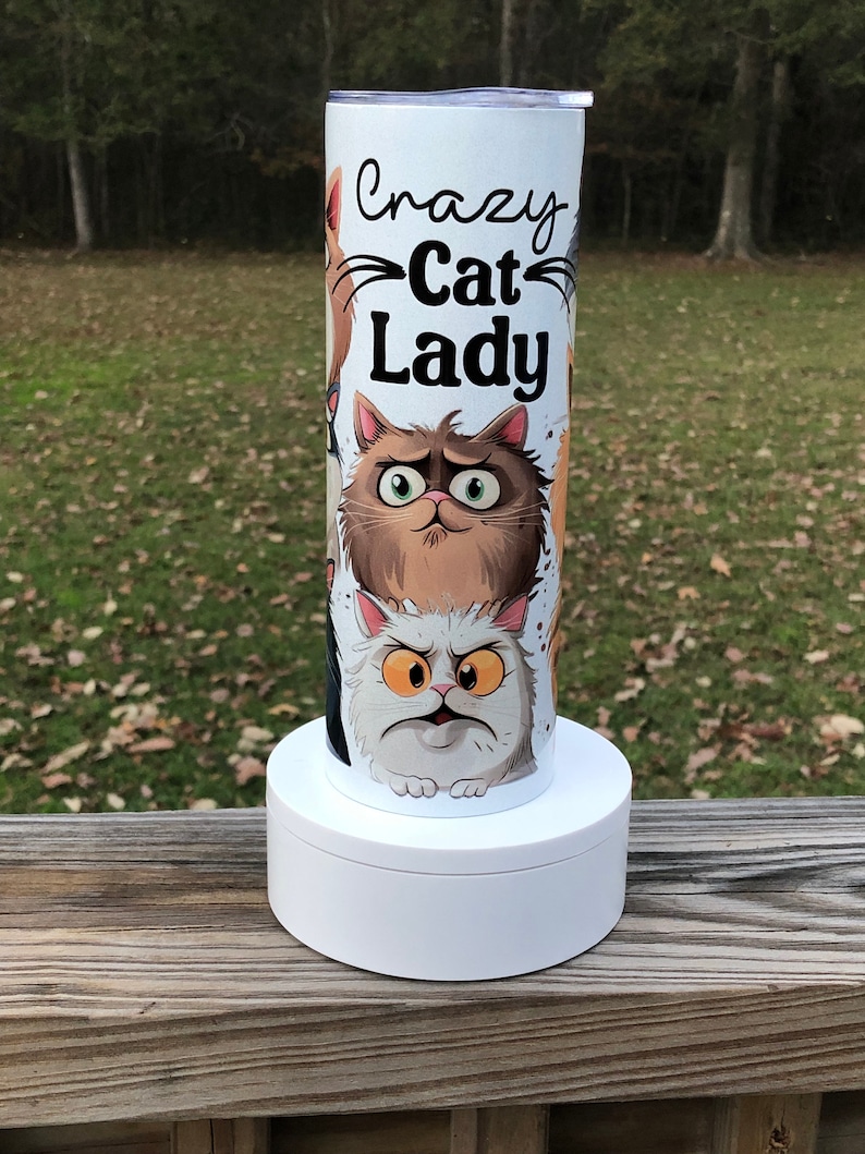 Crazy Cat Lady With Cats on a Holographic Sublimated Tumbler Etsy UK