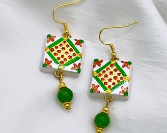 "Gulf of Naples" earrings, hand-painted, light, elegant, unique, original Italian jewels as a gift