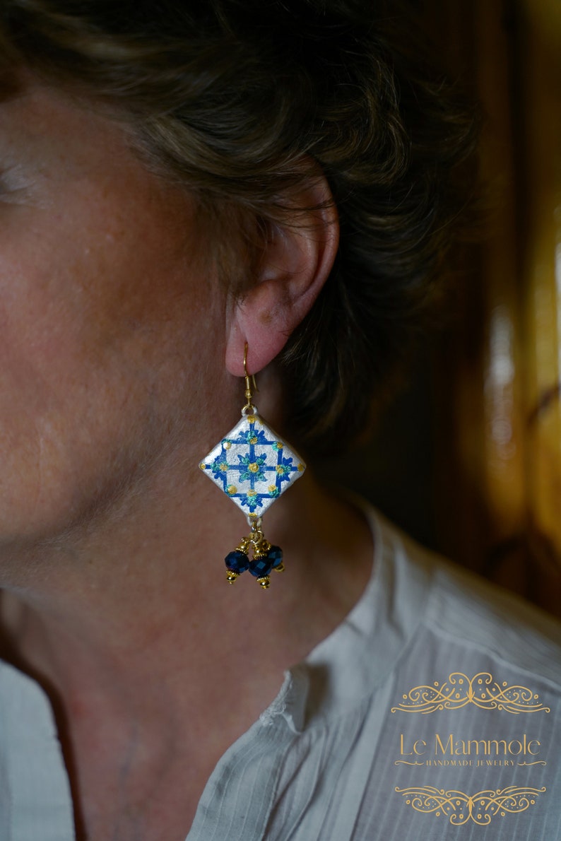 Anacapri earrings, hand-painted, light, elegant, unique, original Italian jewels as a gift image 3