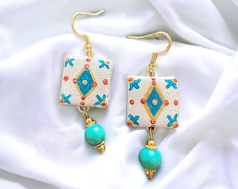 "Carmen" earrings, hand-painted, light, elegant, unique, original Italian jewels as a gift