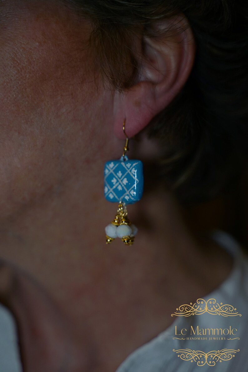 Boucles d'oreilles Vietri in Costiera, bijoux italiens peints à la main, légers, élégants, uniques, originaux en cadeau image 3