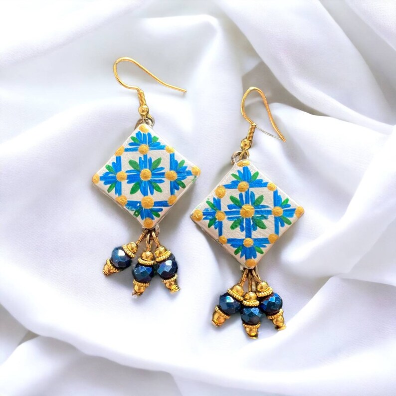 Anacapri earrings, hand-painted, light, elegant, unique, original Italian jewels as a gift image 1