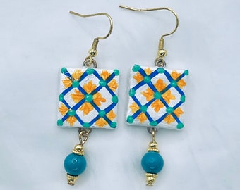 Boucles d'oreilles Amalfi, peintes à la main, légères, élégantes, uniques, bijoux italiens originaux en cadeau