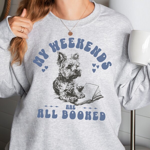 Sudadera para mamá de perro Yorkie, suéter divertido para amantes de los libros para dueños de Yorkshire Terrier, lindo regalo para mamá de perro amante de los libros, regalo de cumpleaños para dueños de Yorkie
