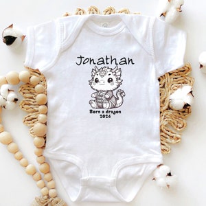 Personalized Year of the Dragon Baby Bodysuit, Custom Chinese Lunar New Year 2024 Newborn Outfit, Gift for New Parents & Baby Shower