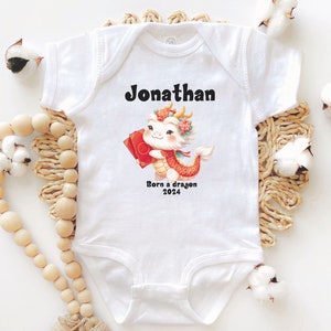 Personalized Year of the Dragon Baby Bodysuit, Custom Chinese Lunar New Year 2024 Newborn Outfit, Gift for New Parents & Baby Shower