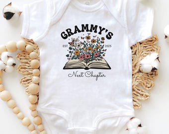 Grammy's Next Chapter baby bodysuit and Toddler Shirt, Grandma Retirement Gift, Pregnancy Announcement, Baby Reveal, Retired Grandma gift