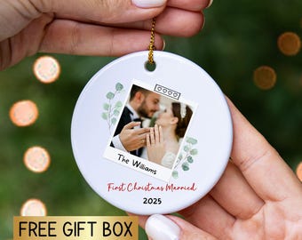 First Christmas Married Ornament, Wedding Photo Ornament, Wedding Gift, Newlywed Keepsake, Personalized Ornament 2025, 1st Christmas gift