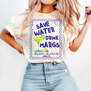Margs and Matrimony Bachelorette Party Shirt, Mexico Bachelorette, Margarita Shirt, Custom Name and location Bridesmaid Gift, Bride Crew