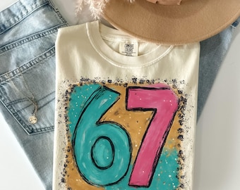 Comfort Colors 6 7 Shirt, Funny Number Meme Tee, Six Seven T-Shirt, Viral Meme Shirt, Trendy Graphic Tee, Retro Flower Shirt, Funny 6 7 tee