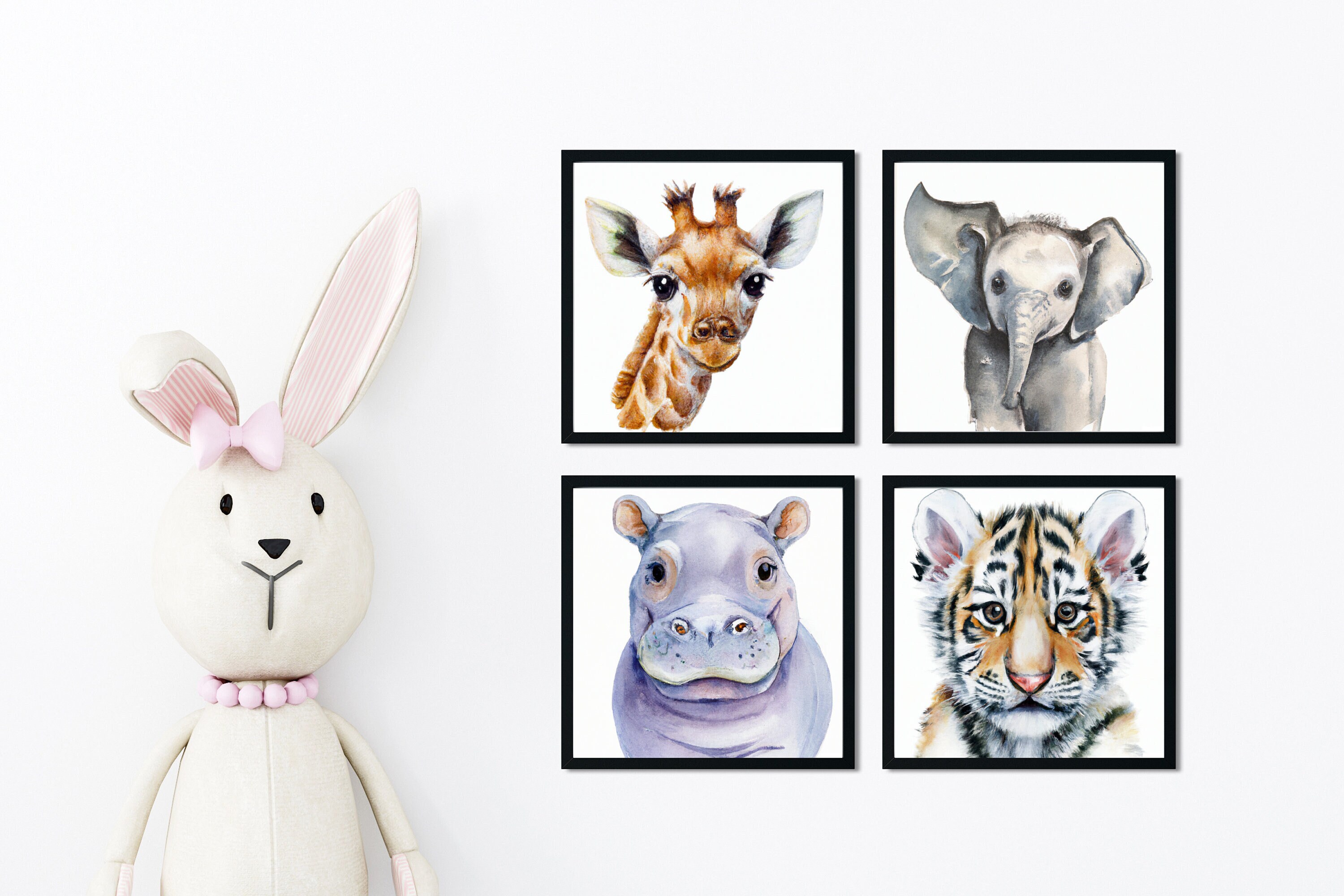 Jungle Animal Prints, Set of 4, Digital Prints, Nursery Wall Decor