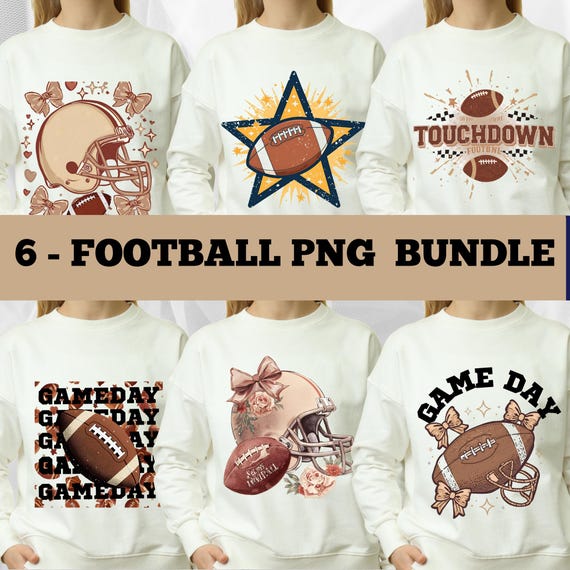 Coquette Bow Football PNG Pack: Girly Game Day Sublimation (Digital Download