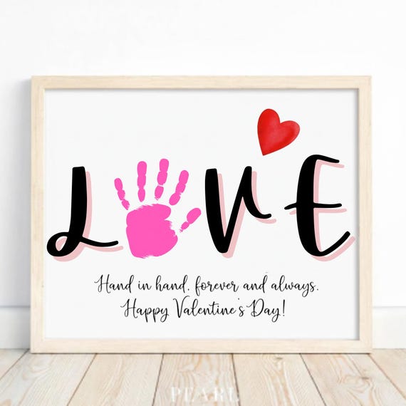 Valentine's Day Handprint Art, Kids Keepsake Gift (PDF Printable)