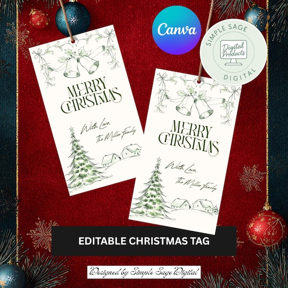 Editable Christmas Gift Tag Template, Cozy Socks Design (Digital Download)