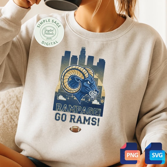 Rams Football Fan Art: Yellow & Blue SVG, PNG (Digital Download)