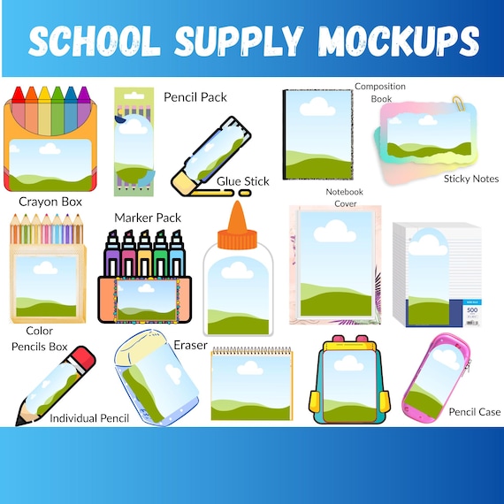 School Supply Mockup Template Bundle: Drag & Drop, Back To School (Digital Download)
